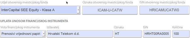 kako prodati dionice - primjer dijela zahtjeva za kupnju udjela unosom financijskog instrumenta za HT